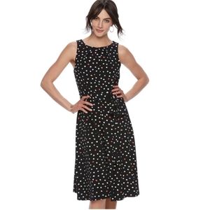 Elle Pleated Polka Dot A-line Dress